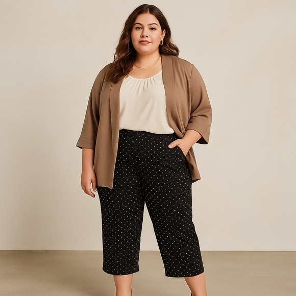 George Plus Size Black Polka Dot Culottes – Size 3X - Picture 1 of 6